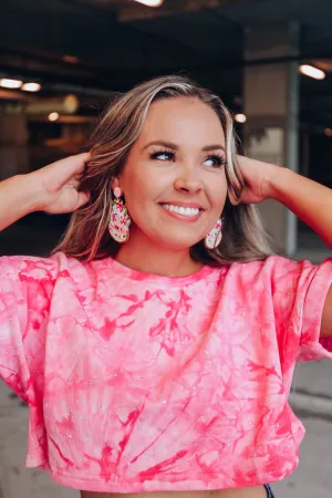 Happy Birthday Beaded Earrings - Light Pink