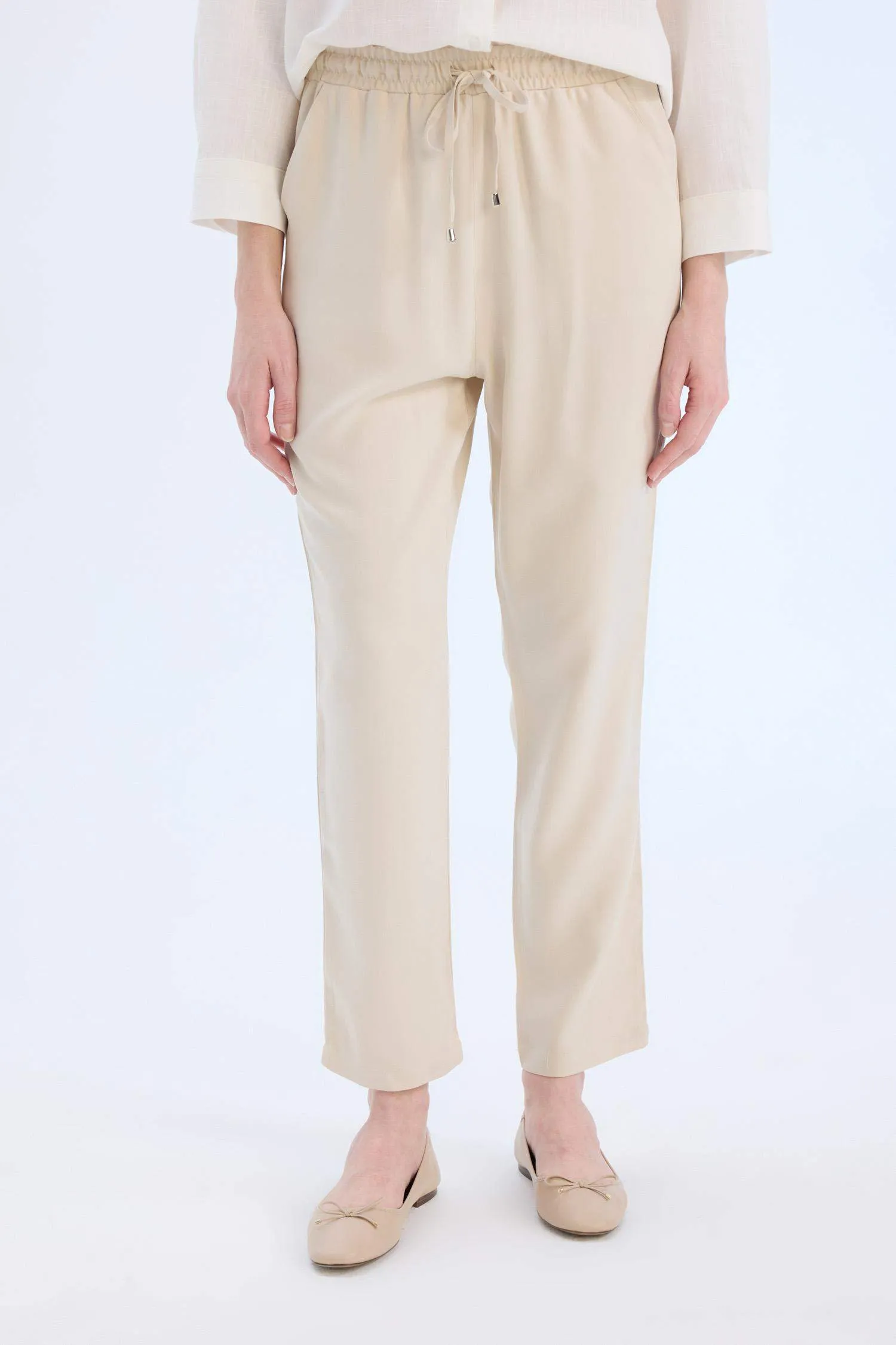 Harem Belmando Fabric Pants Normal Waist Basic Straight Leg with Pockets