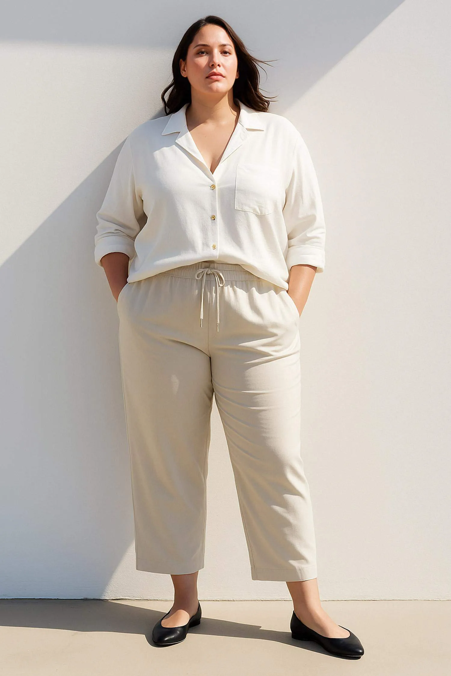 Harem Belmando Fabric Pants Normal Waist Basic Straight Leg with Pockets
