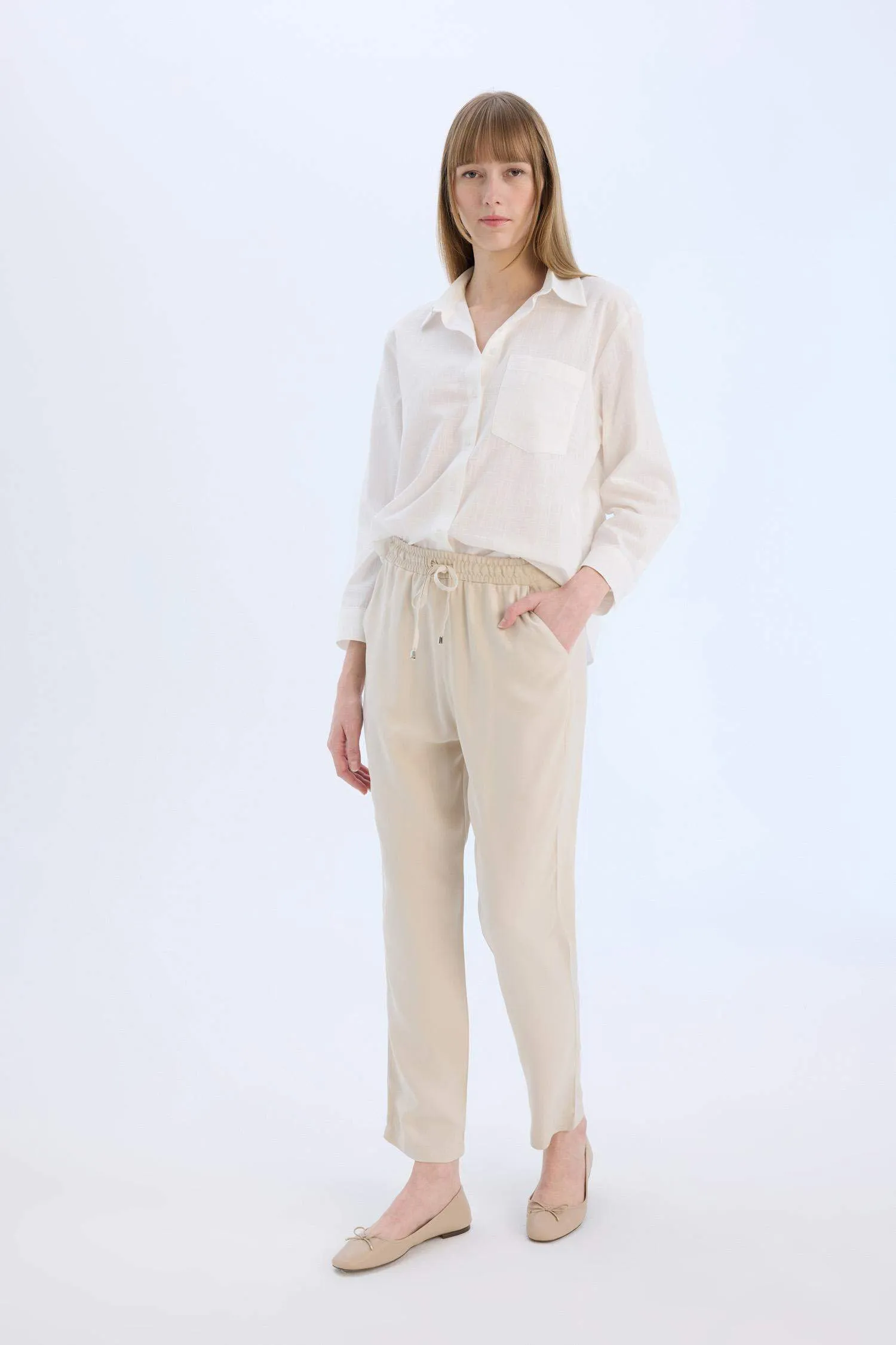Harem Belmando Fabric Pants Normal Waist Basic Straight Leg with Pockets