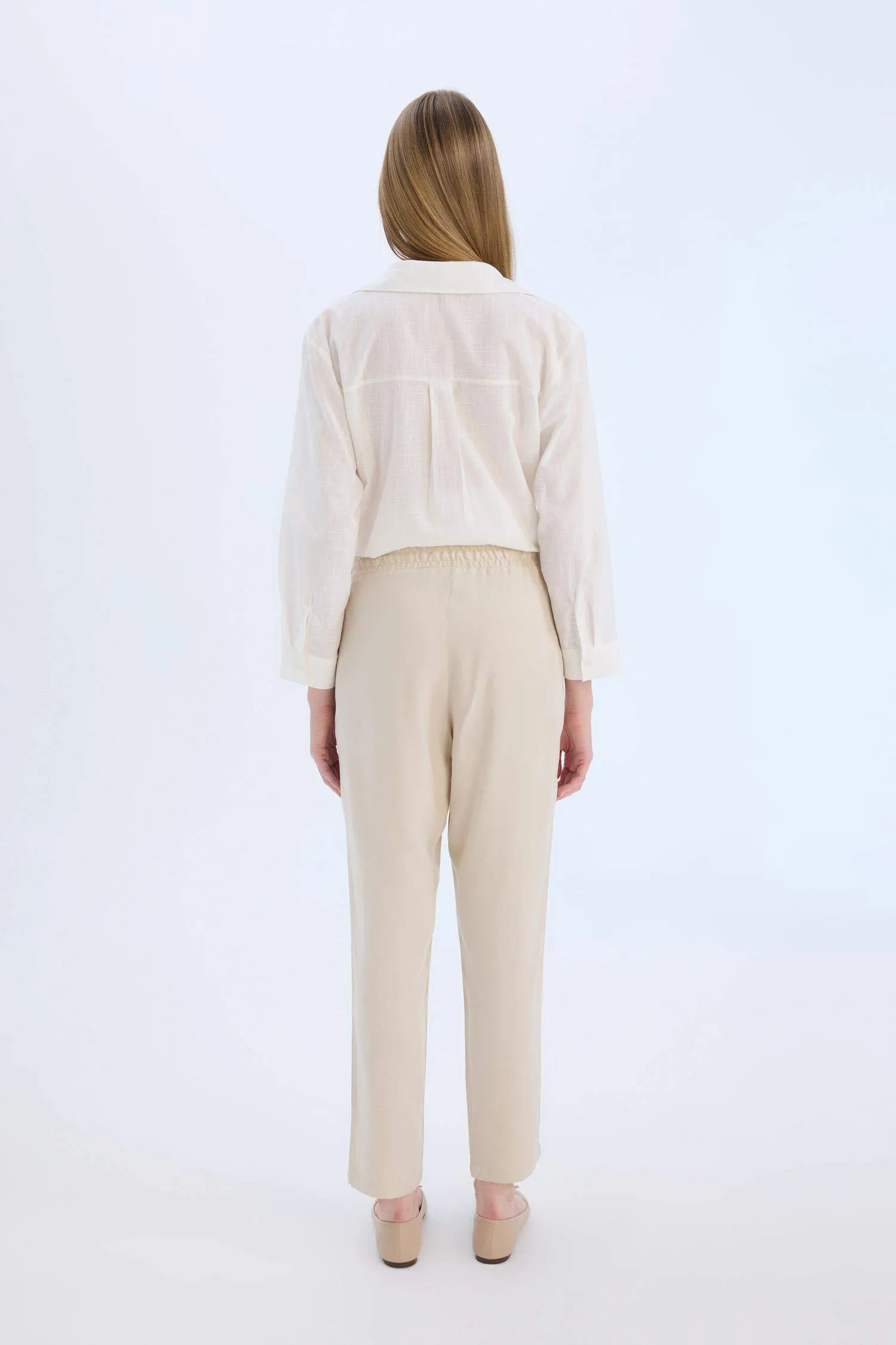 Harem Belmando Fabric Pants Normal Waist Basic Straight Leg with Pockets