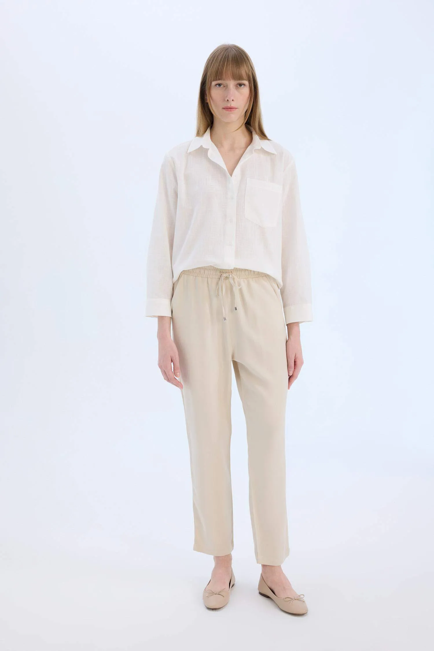 Harem Belmando Fabric Pants Normal Waist Basic Straight Leg with Pockets