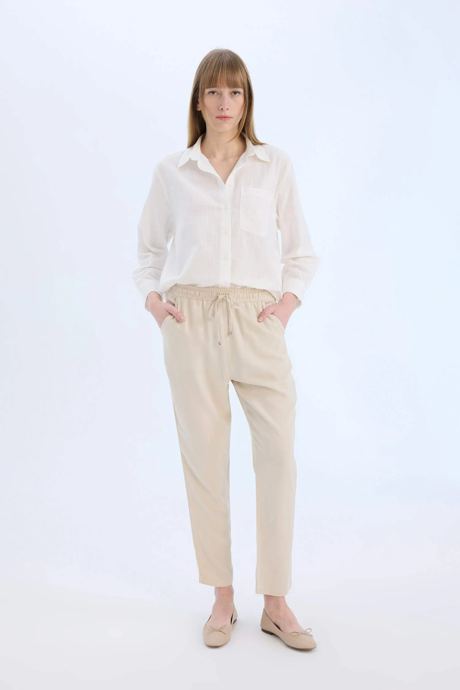 Harem Belmando Fabric Pants Normal Waist Basic Straight Leg with Pockets