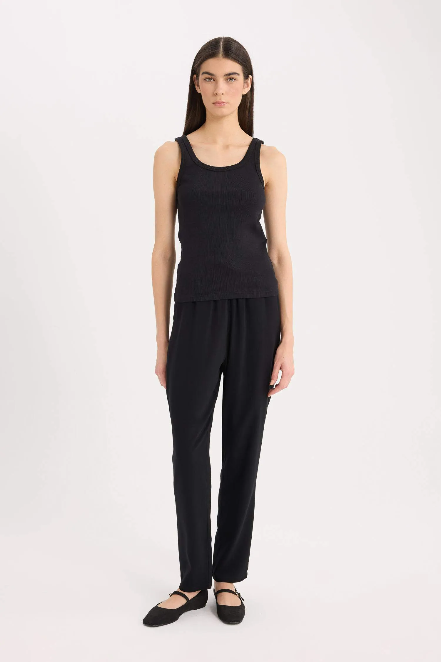 Harem Belmando Fabric Pants Normal Waist Basic Straight Leg with Pockets