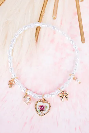 Heart Of Pink Rose Pearl Bracelet