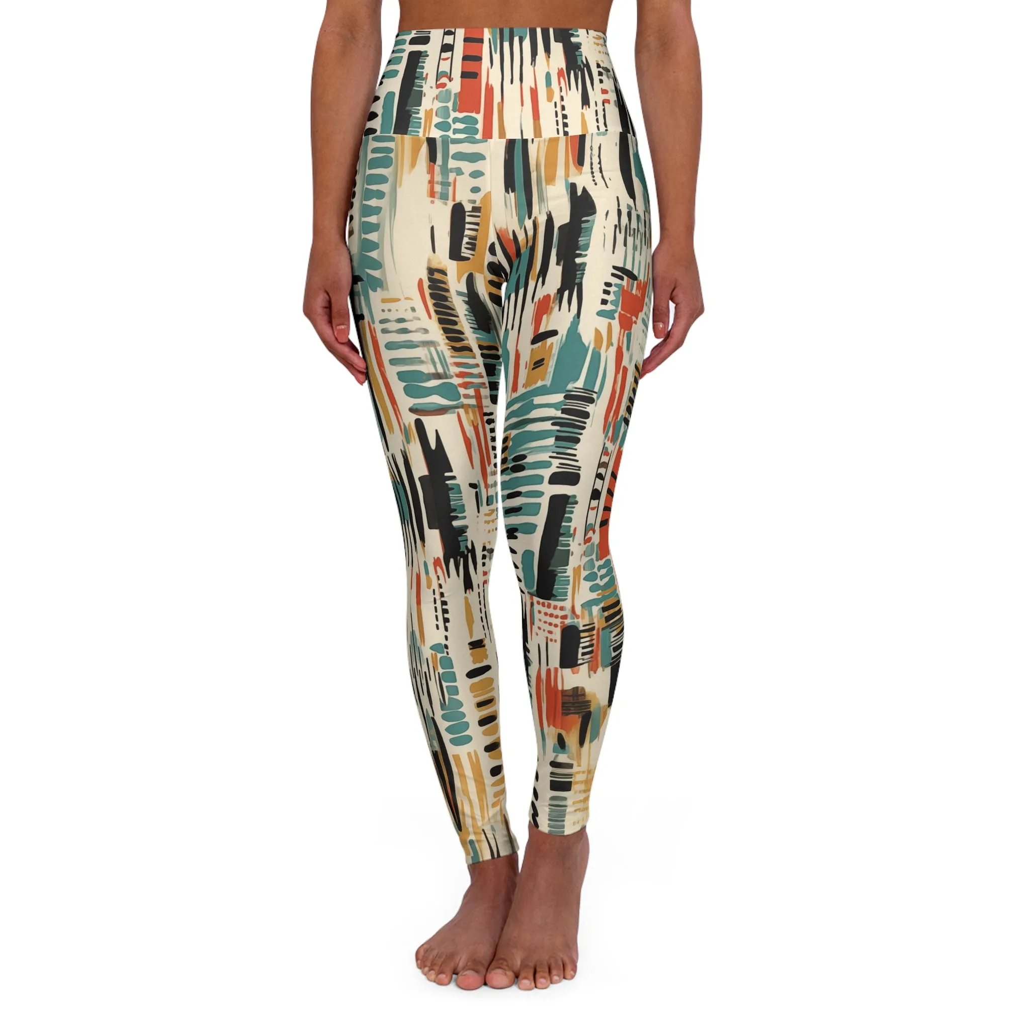 High Waisted Leggings - Arne Phalakasana Ikat