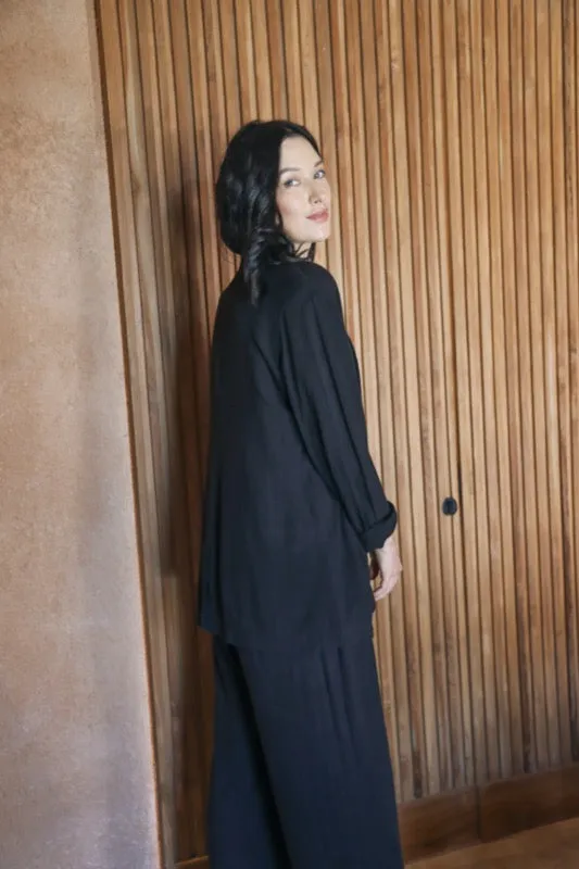 Joelle Blazer - Black Linen