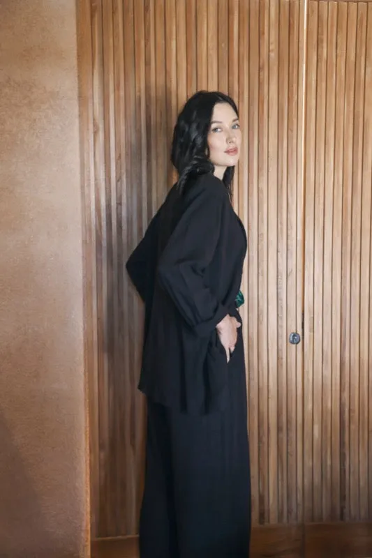 Joelle Blazer - Black Linen