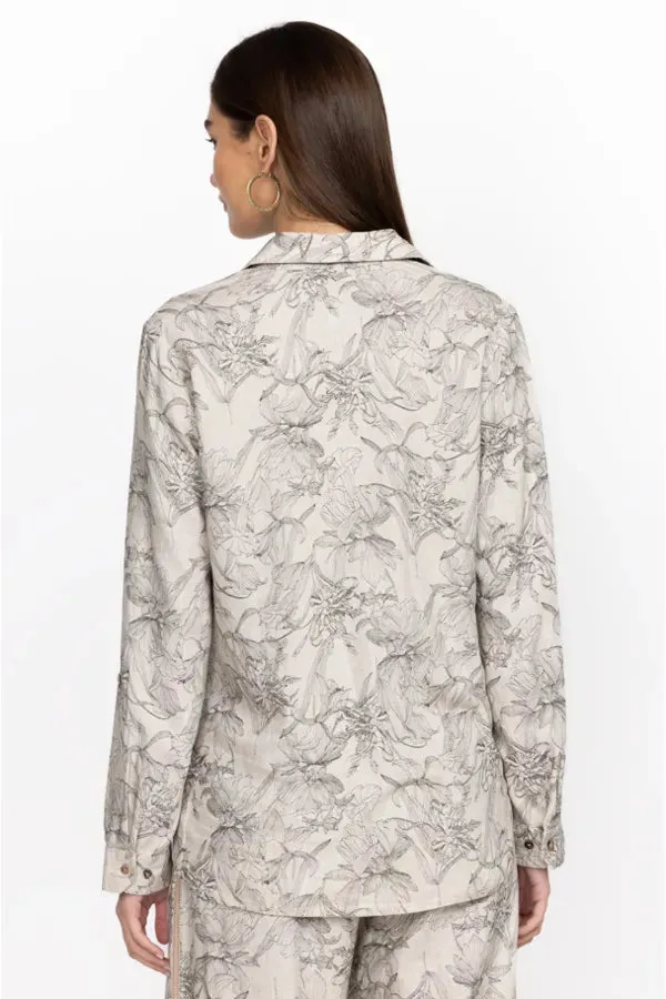 Johnny Was - Etched Floral Relaxed Linen Shirt - Multicolor