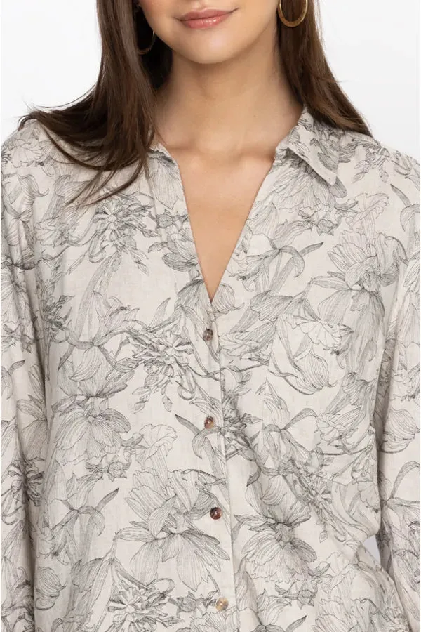 Johnny Was - Etched Floral Relaxed Linen Shirt - Multicolor