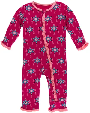 KicKee Pants Rhododendron Pinata Layette Classic Ruffle Coverall with Zipper