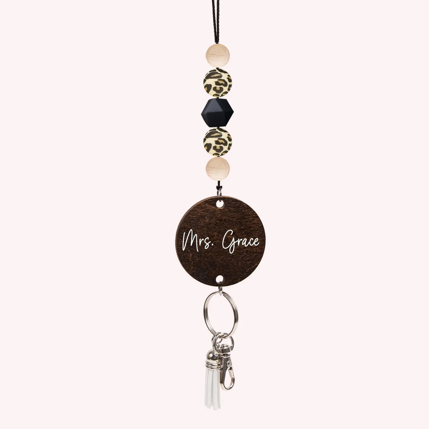 Leopard Personalized Beaded Lanyard