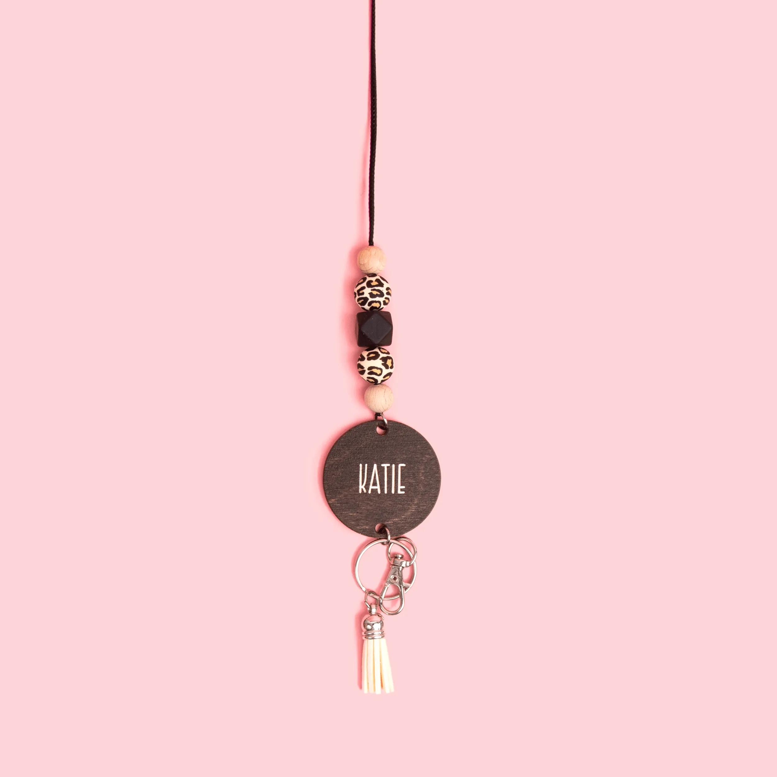Leopard Personalized Beaded Lanyard