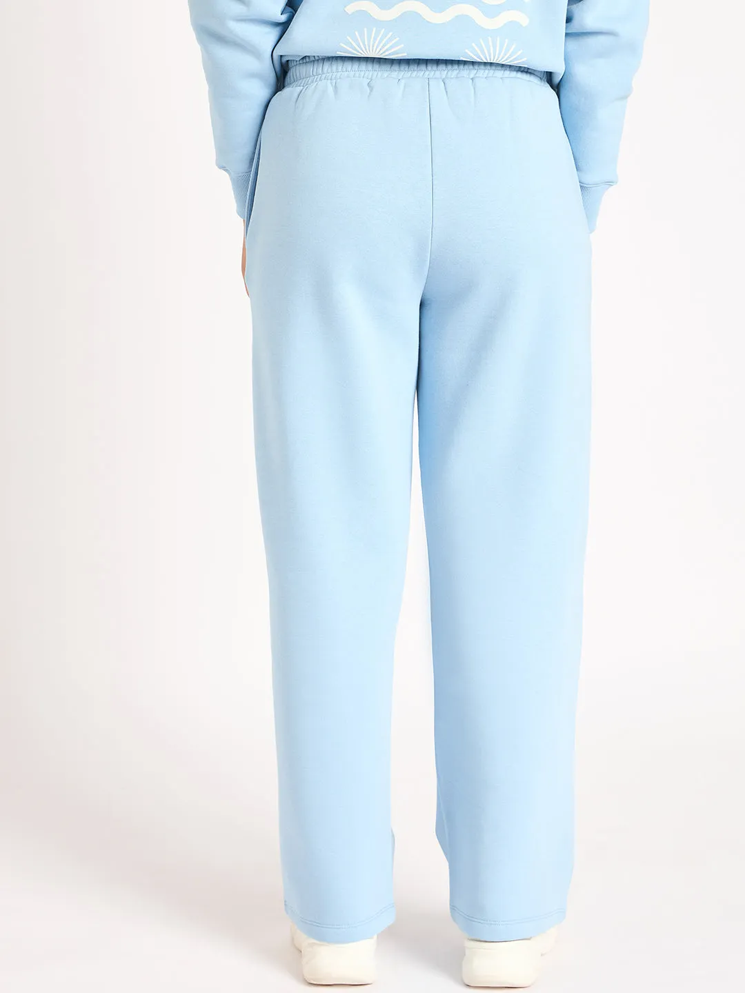 Light Blue Straight Fit Fleece Track Pants