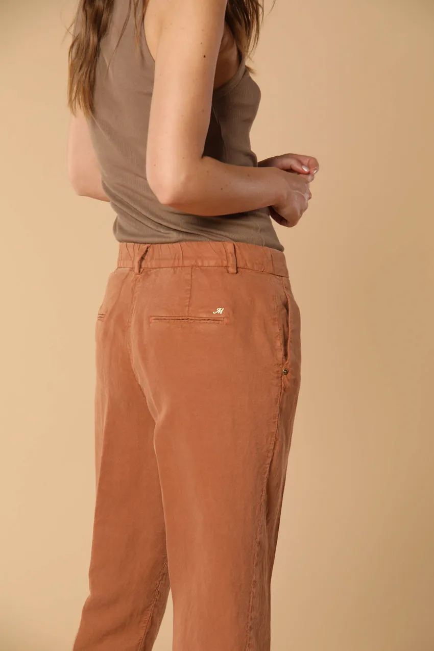 Linda Summer women's chino jogger pants in woven mat fabric relaxed fit