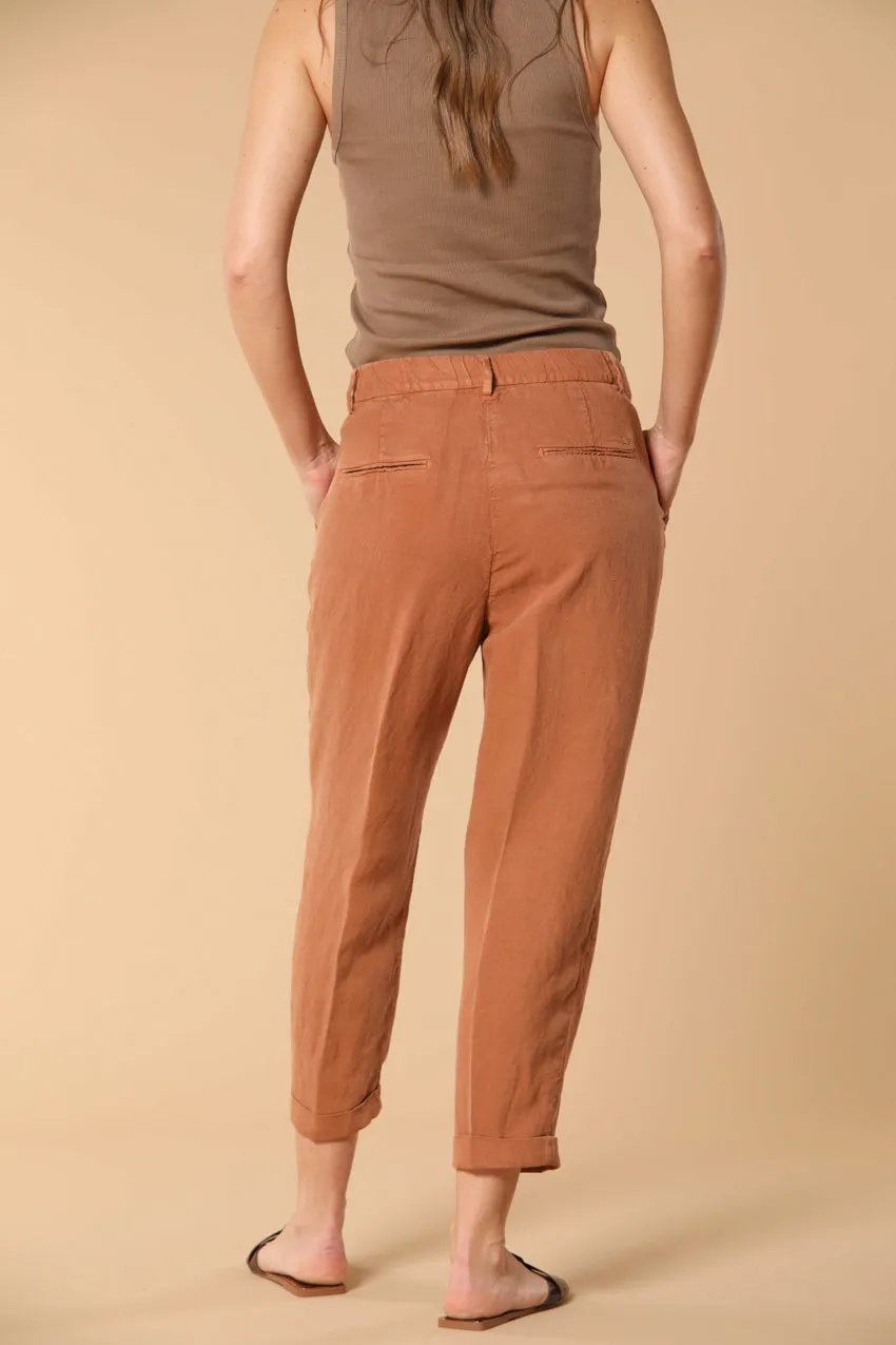 Linda Summer women's chino jogger pants in woven mat fabric relaxed fit