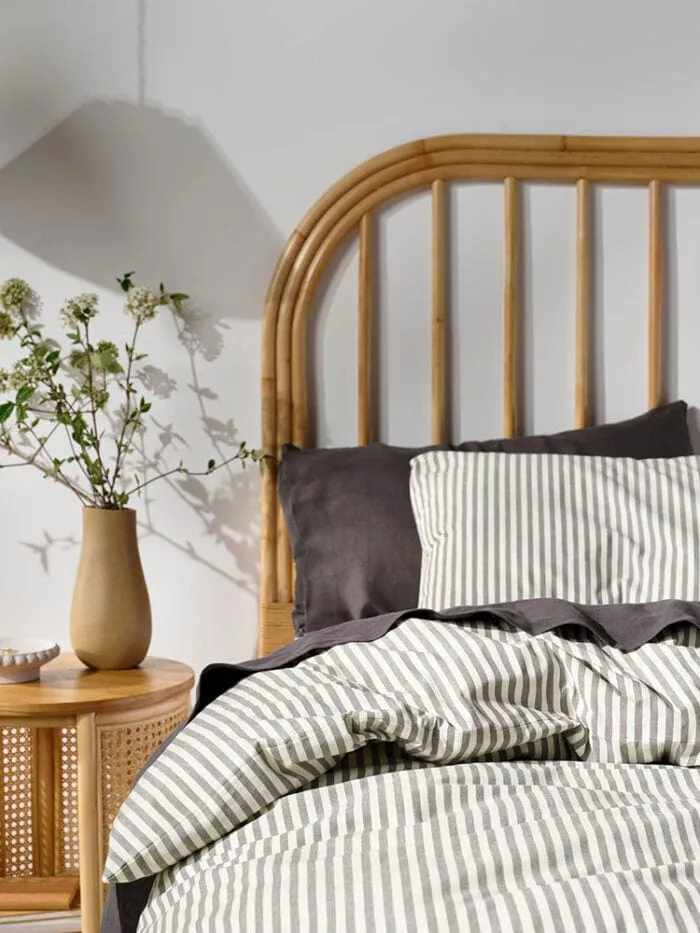 Linen House Classic Stripe Charcoal Duvet Cover Set