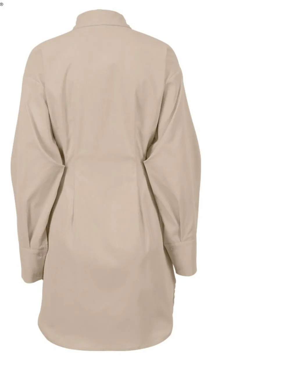 Long Sleeve Khaki Pleated Shirt Dress
