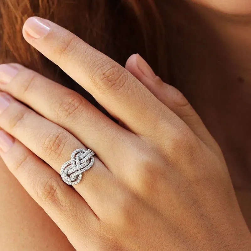 Luxury Infinite Sapphire Gemstone Ring Silver Woman Wedding Jewelry