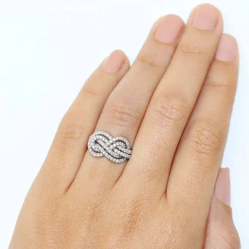 Luxury Infinite Sapphire Gemstone Ring Silver Woman Wedding Jewelry