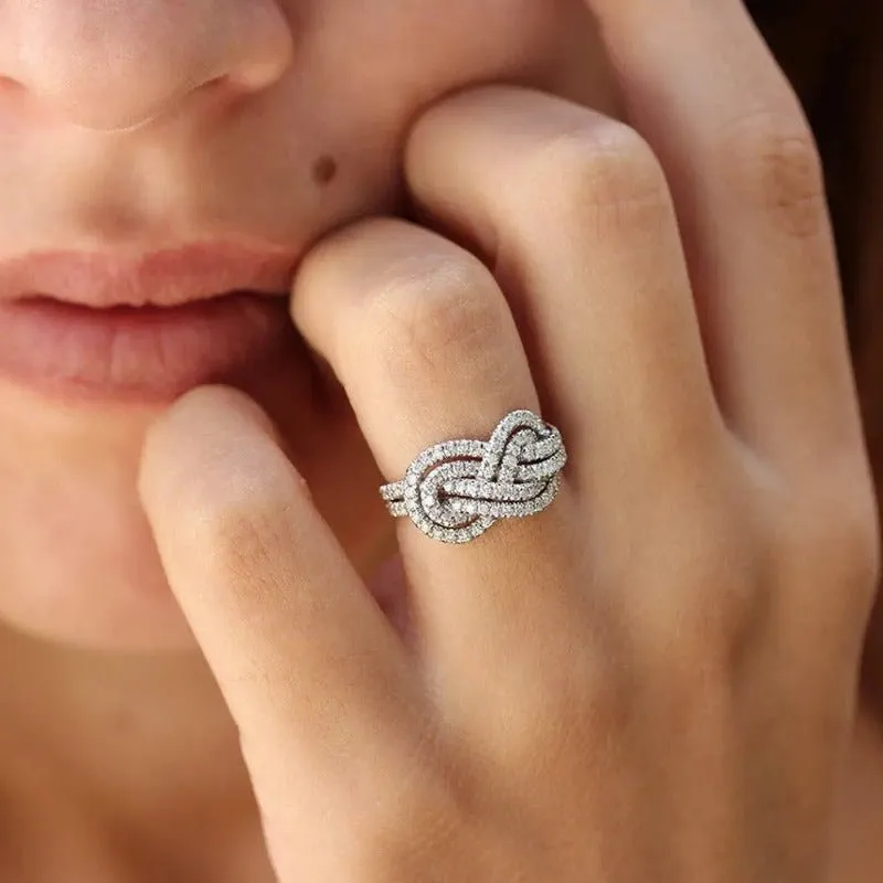 Luxury Infinite Sapphire Gemstone Ring Silver Woman Wedding Jewelry