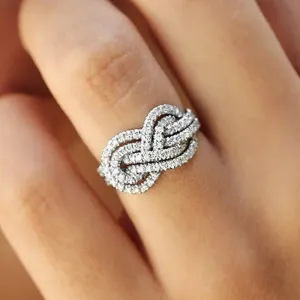 Luxury Infinite Sapphire Gemstone Ring Silver Woman Wedding Jewelry