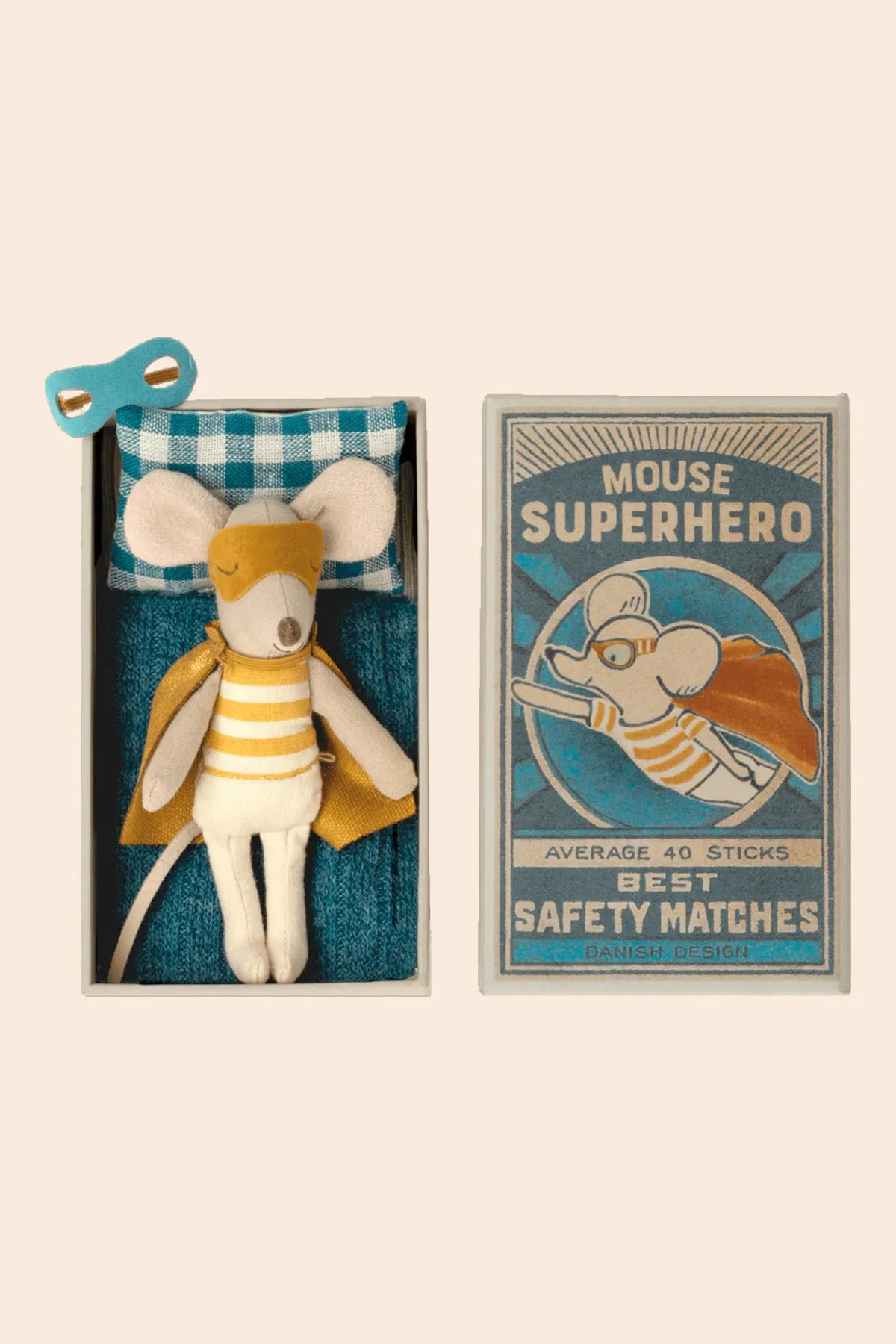 Maileg SuperHero Mouse, Little Brother in Match Box
