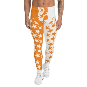 Mens Leggings, Orange Stars