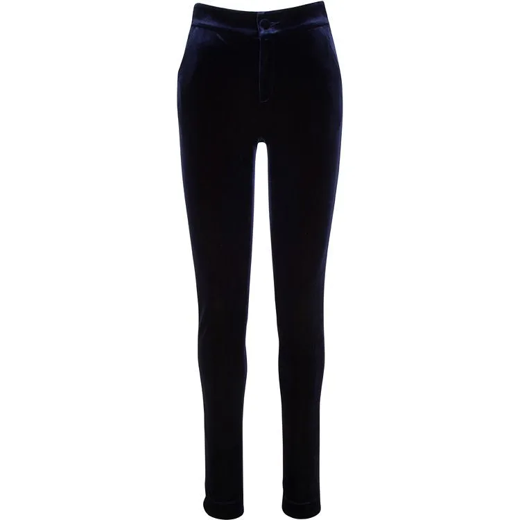 Midnight Blue Straight Leg Velvet Trouser