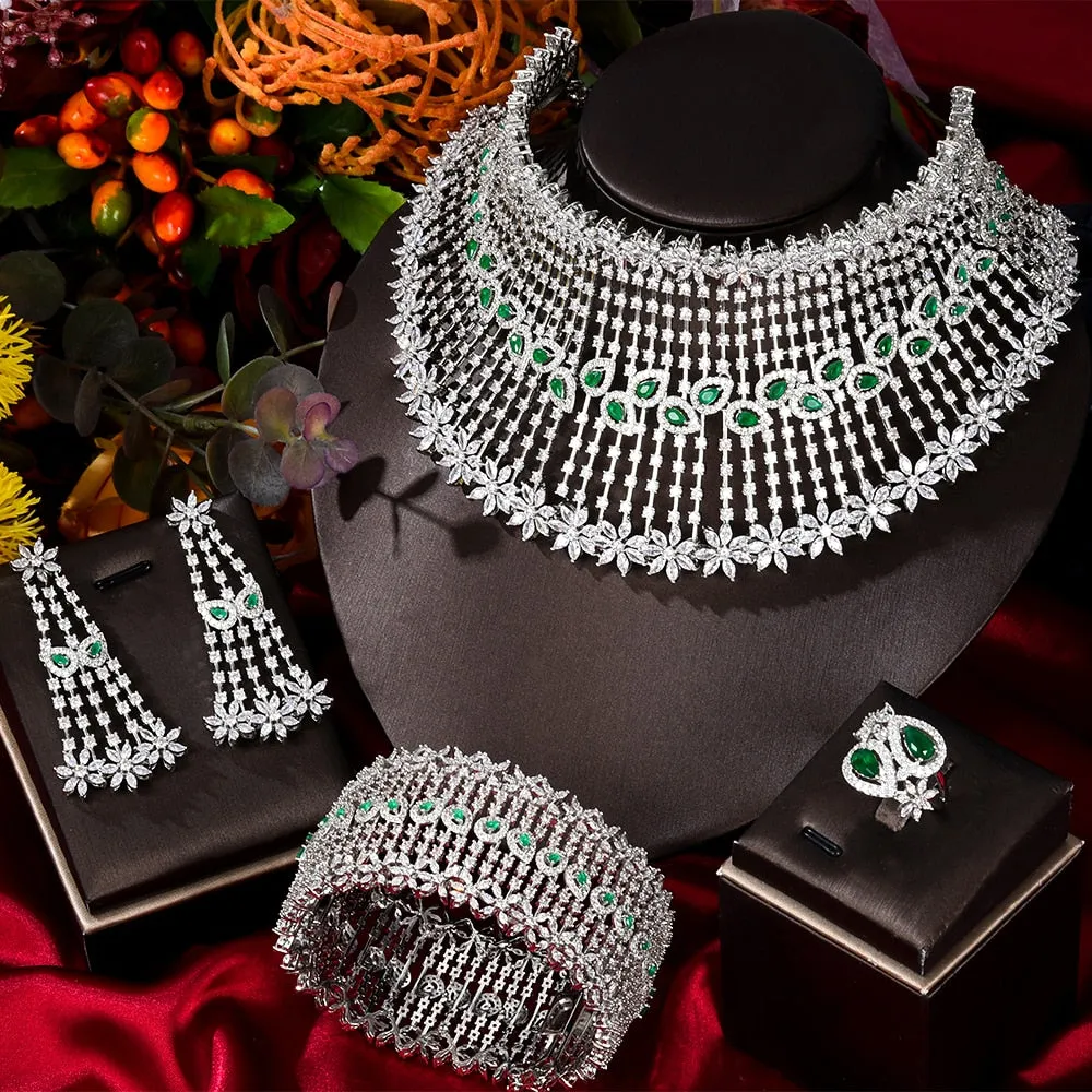 missvikki African Dubai 6 Colors Necklace Earrings Ring Bangle Women Bridal Jewelry Sets Wedding Party Accessories High Quality