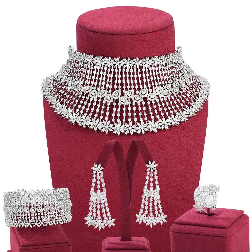 missvikki African Dubai 6 Colors Necklace Earrings Ring Bangle Women Bridal Jewelry Sets Wedding Party Accessories High Quality