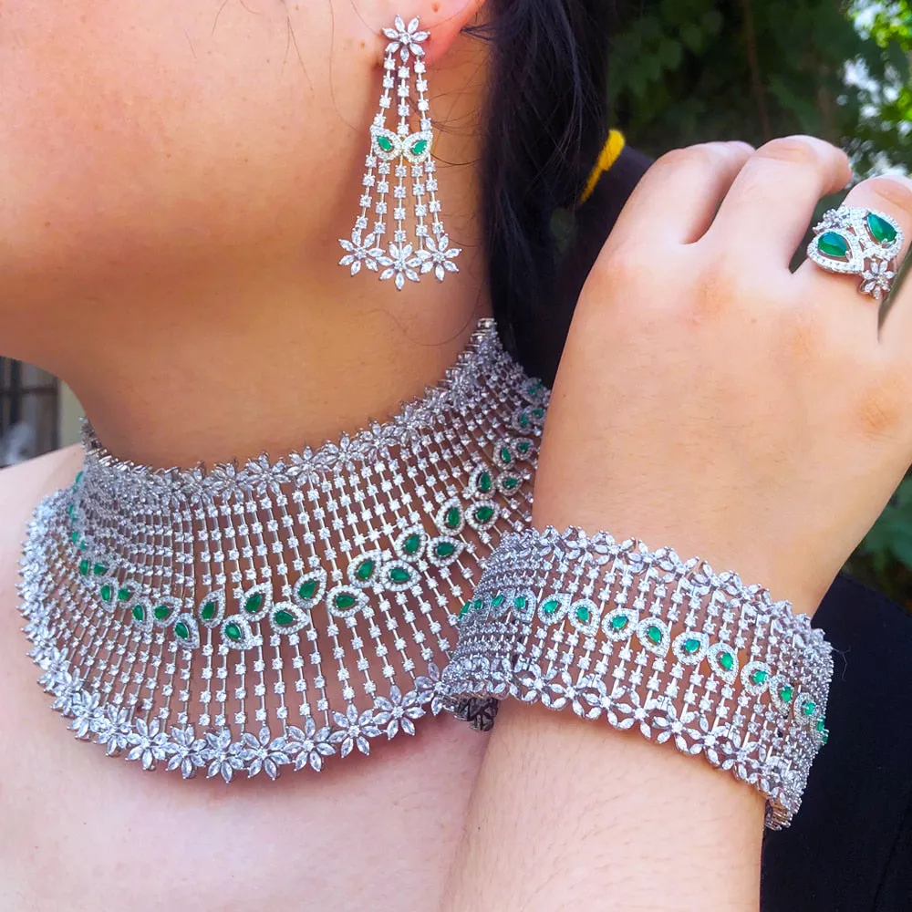 missvikki African Dubai 6 Colors Necklace Earrings Ring Bangle Women Bridal Jewelry Sets Wedding Party Accessories High Quality
