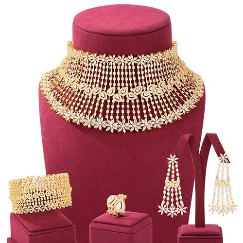 missvikki African Dubai 6 Colors Necklace Earrings Ring Bangle Women Bridal Jewelry Sets Wedding Party Accessories High Quality