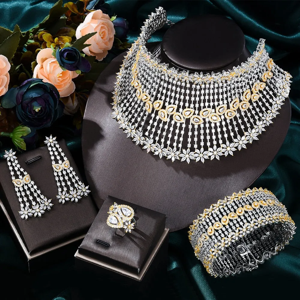 missvikki African Dubai 6 Colors Necklace Earrings Ring Bangle Women Bridal Jewelry Sets Wedding Party Accessories High Quality