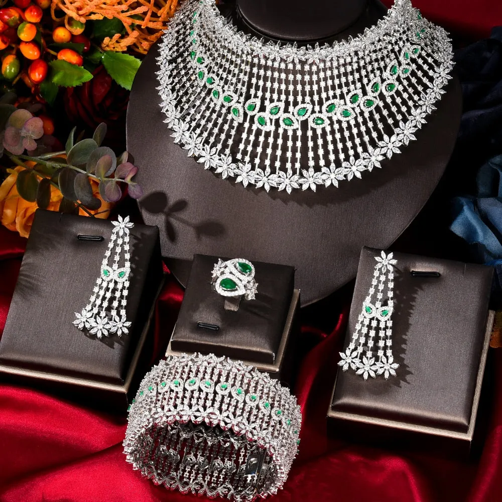 missvikki African Dubai 6 Colors Necklace Earrings Ring Bangle Women Bridal Jewelry Sets Wedding Party Accessories High Quality