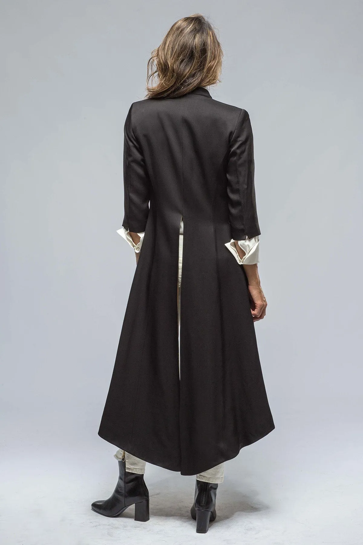 Morgana Long Coat In Black Sharkskin