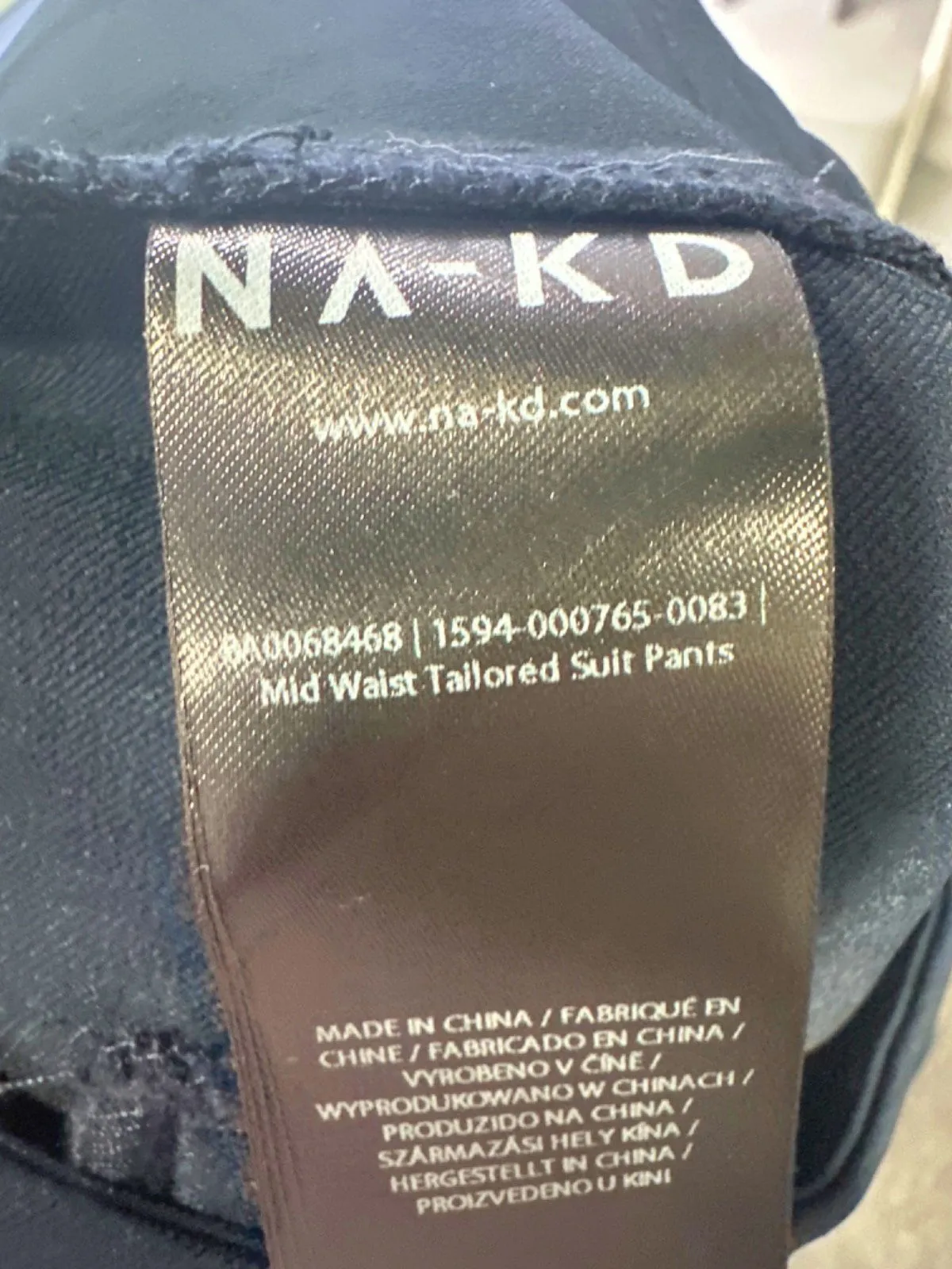 NA-KD Navy Mid Waist Tailored Suit Pants UK 6