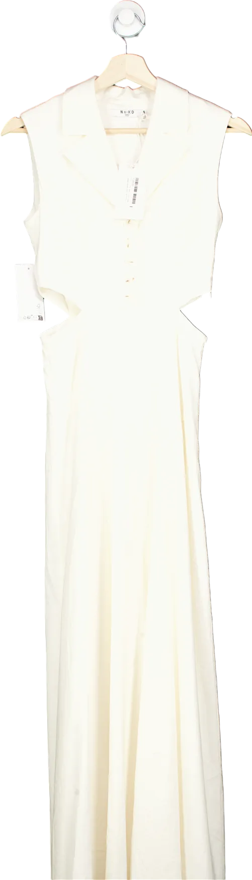 NA-KD Offwhite Buttoned Up Vest Maxi Dress EU 34 UK 8