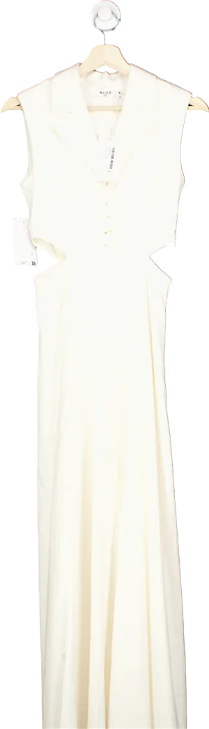 NA-KD Offwhite Buttoned Up Vest Maxi Dress EU 34 UK 8