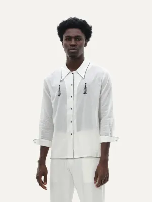 Naushad Ali I Embroidered button,down shirt,White Signature Spring Summer 2025 Cotton voile White NA SS24 M14T