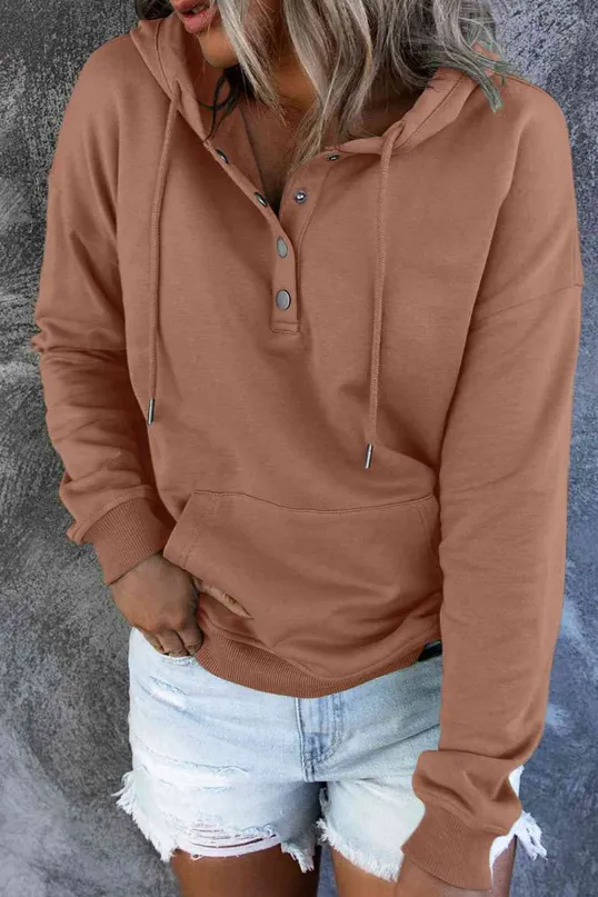 NEW Dropped Shoulder Fleece Lined Hoodie with Pocket, Caramel, Sz M, Retails $97