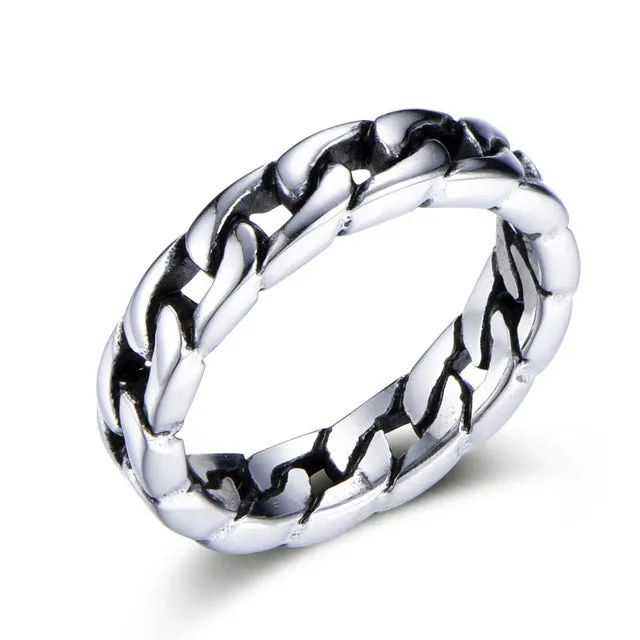 New Hip Hop Gold Steel Color Cuban Chain Ring