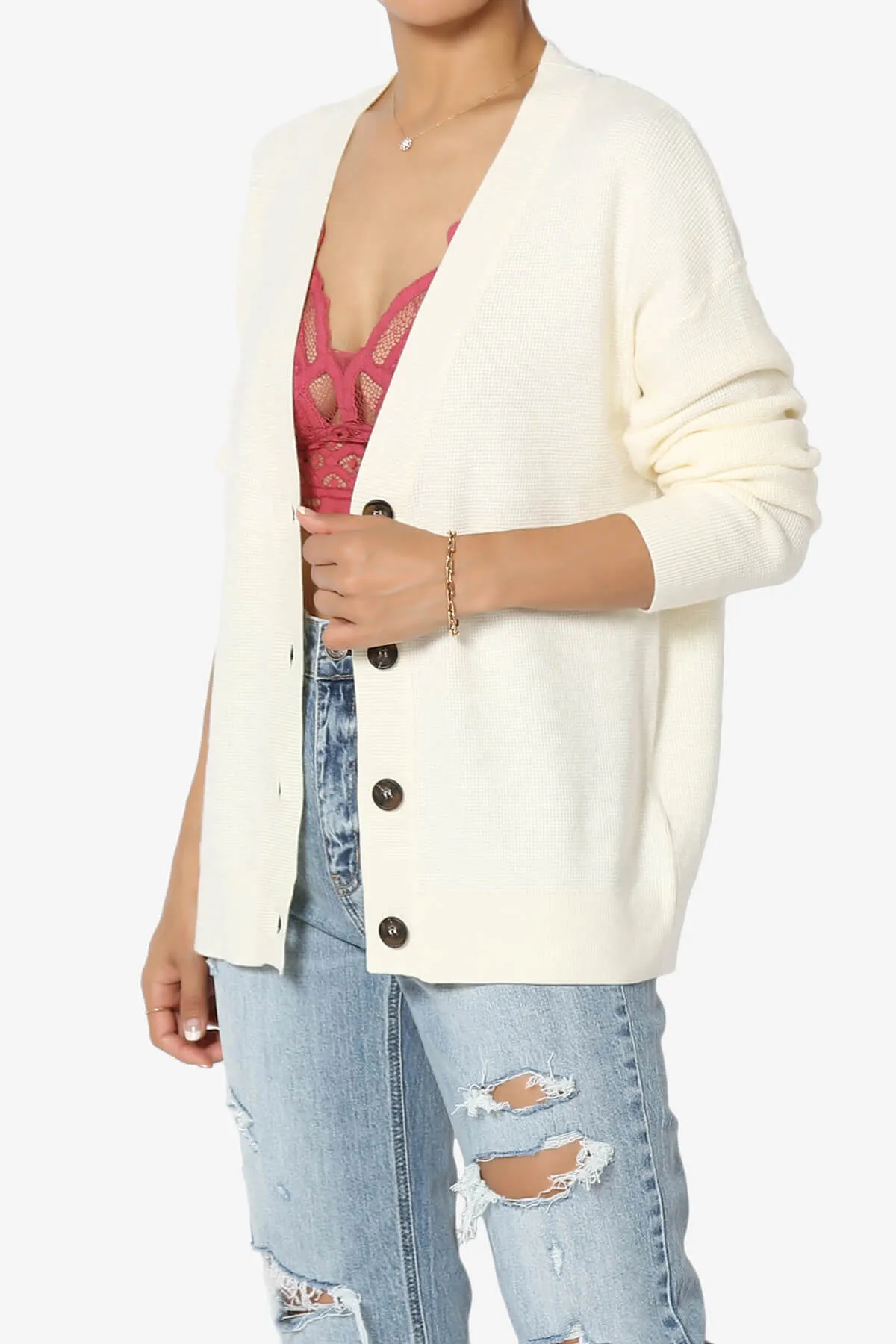 Nicky Micro Waffle Viscose Knit Cardigan