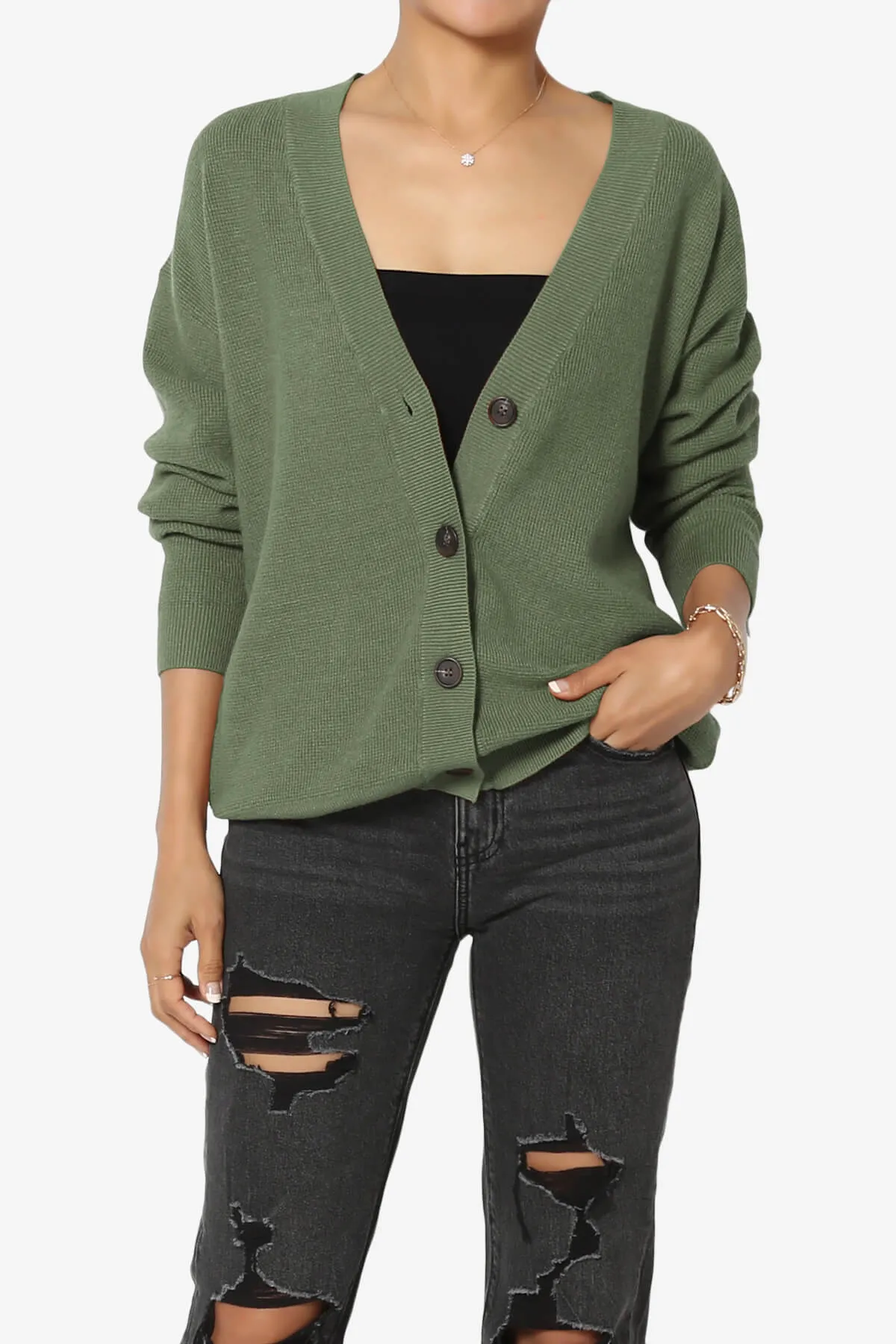 Nicky Micro Waffle Viscose Knit Cardigan