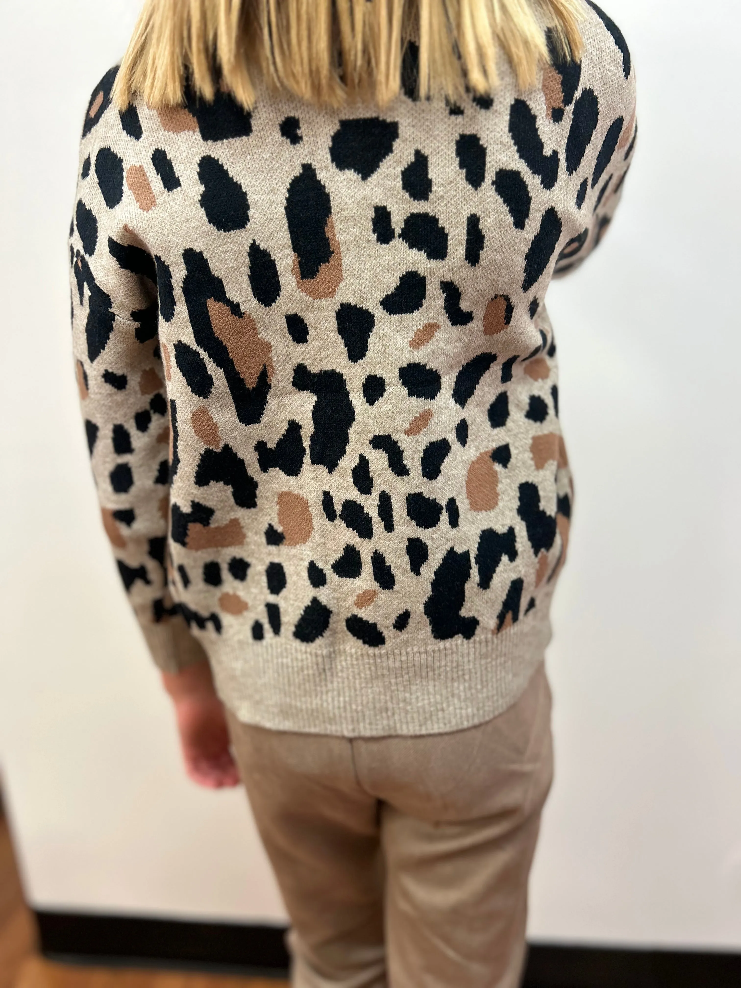 OD-Girls Leopard Button Front Cardigan