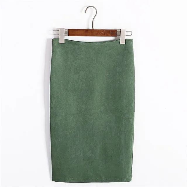 Pencil Suede Skirt