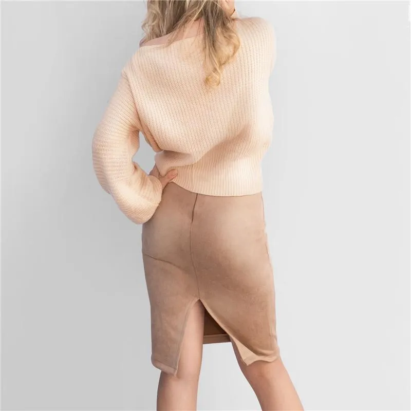 Pencil Suede Skirt