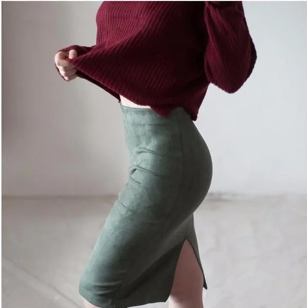 Pencil Suede Skirt