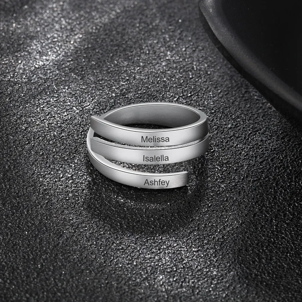 Personalized Family Rings for Women Custom 3 Names Engraved Ring Adjustable Wrap Ring Best Friend Jewelry Gift