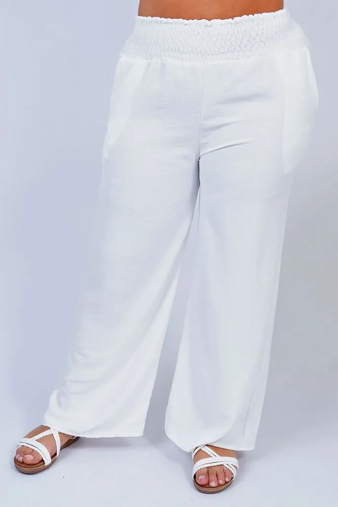 Plain Smocked High Wasit Palazzo